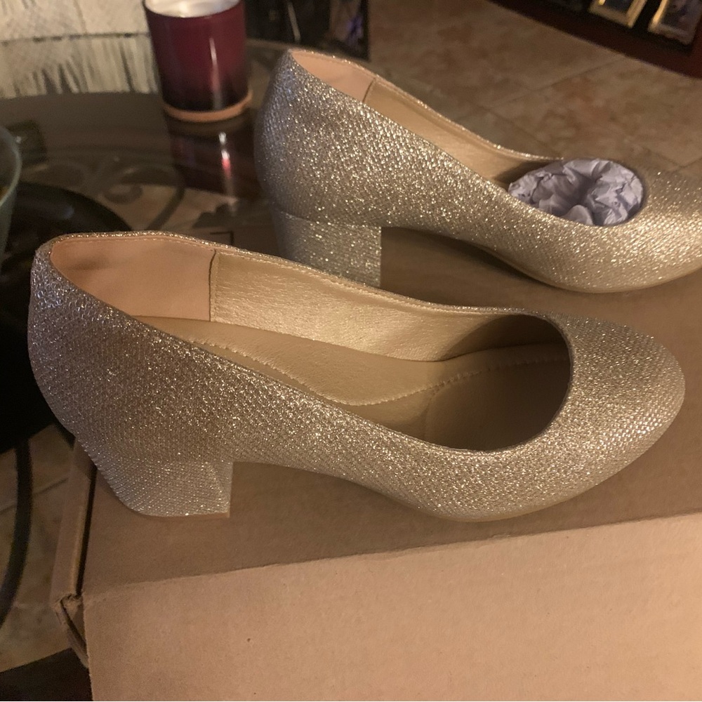 Elegant Silver Women's Block Heel Shoes